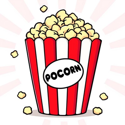 A red and white striped popcorn bucket