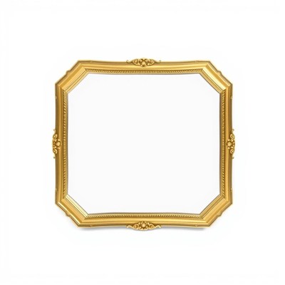 A gold frame sits against a white background