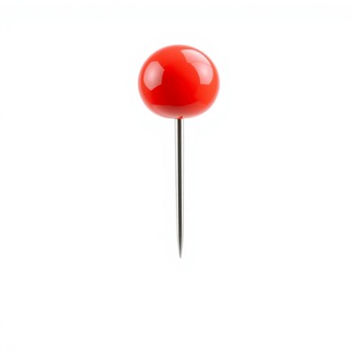 A red push pin isolated on a white background