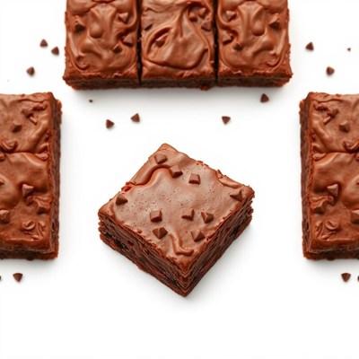 Chocolate brownies on a white background