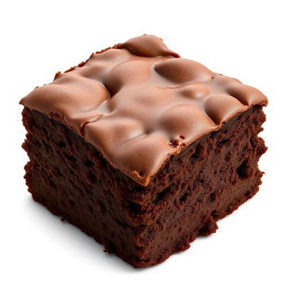 A chocolate brownie with frosting