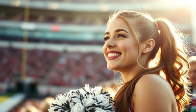 A cheerleader smiles during a game