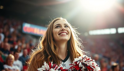 A cheerleader smiles during a game