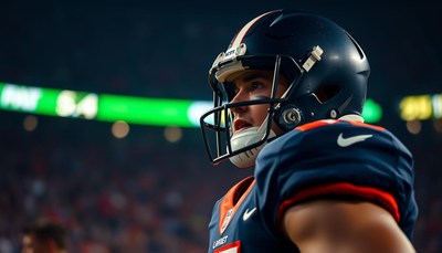 A football player stands on the field during a game