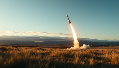 A rocket launches into the sky
