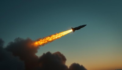 A missile launches into the sky