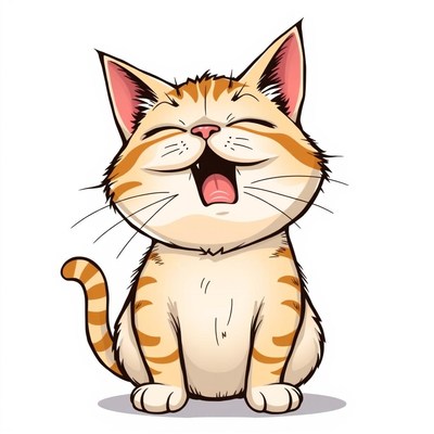 A cartoon cat is laughing out loud