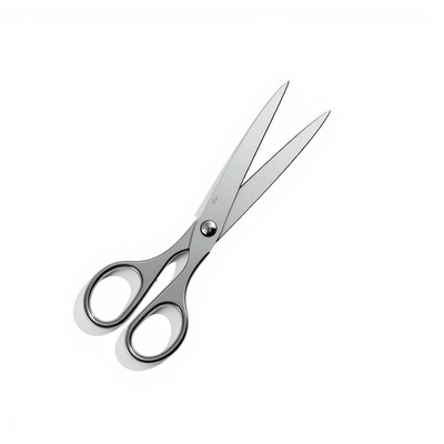 A pair of scissors is isolated on a white background