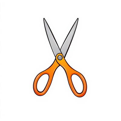A pair of orange scissors are open