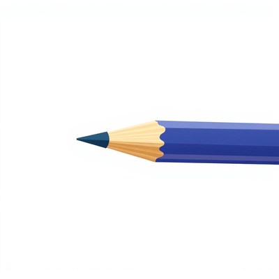 A blue pencil on a white background