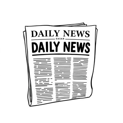 A black and white illustration of a daily news newspaper