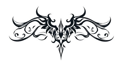 A tribal wing tattoo design