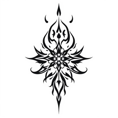 A black and white floral design