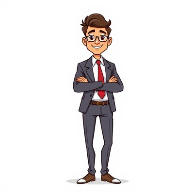 A businessman stands with his arms crossed