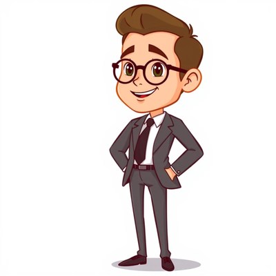 A smiling businessman stands with his hands on his hips