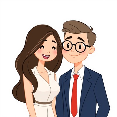 A happy couple smiles for a photo