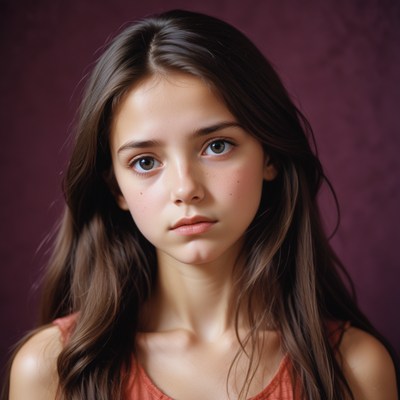Teen girl with long brown hair