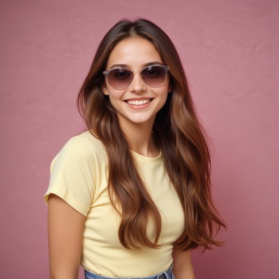 A woman smiles while wearing sunglasses