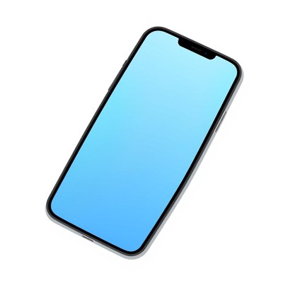 A modern smartphone with a blue screen