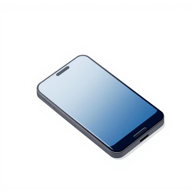 A black smartphone with a blue screen
