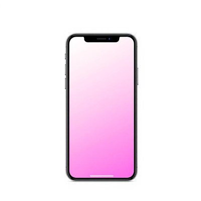 A black smartphone with a pink gradient background