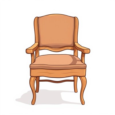 A brown wooden chair with a cushioned seat