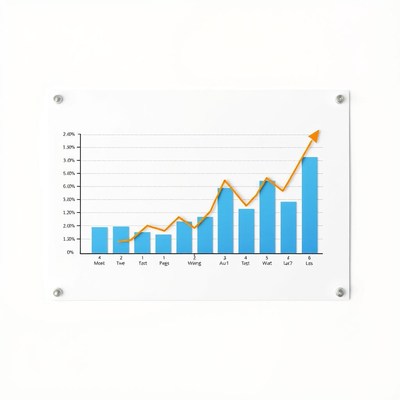 A bar chart shows upward trend in sales over 6 months