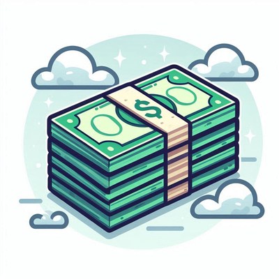 A stack of cash floats in the clouds