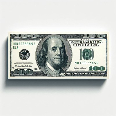 A one hundred dollar bill with benjamin franklin's portrait