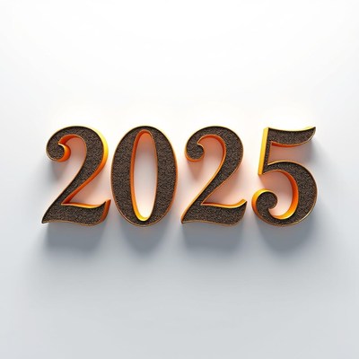 The year 2025 is represented in gold