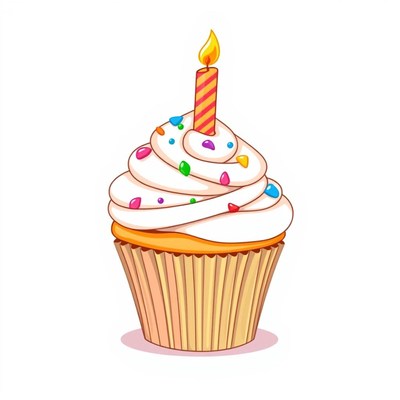 A birthday cupcake with a single candle