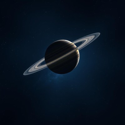 Saturn with its rings in space