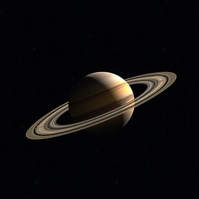 Saturn's rings are visible against a dark sky