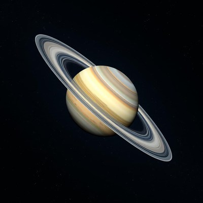 Saturn with its iconic rings in space