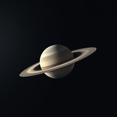 Saturn floats in space with its iconic rings