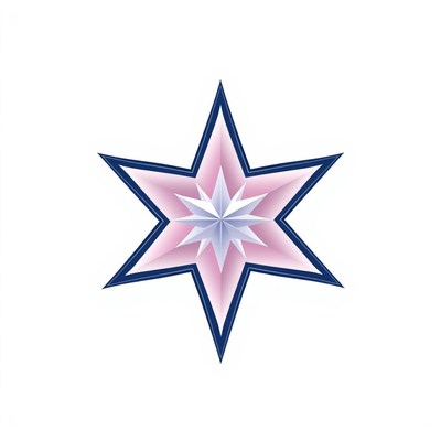 A pink and blue star with a white center