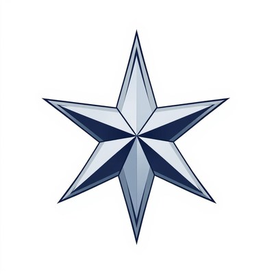 A silver star with blue accents