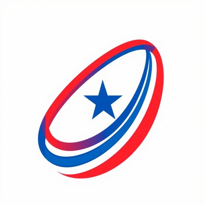 A rugby ball with a star inside