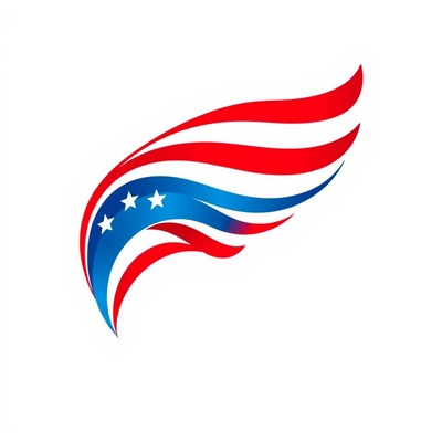 A red, white, and blue wing design