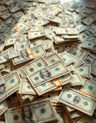 A pile of hundred dollar bills