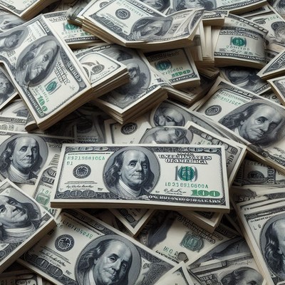 A pile of hundred dollar bills