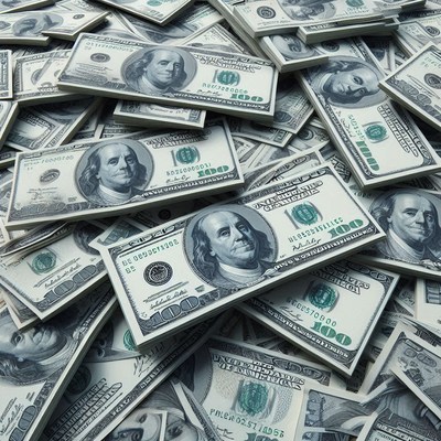 A pile of one hundred dollar bills