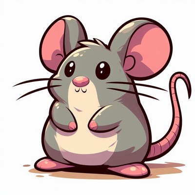 A cute, cartoon mouse with big eyes