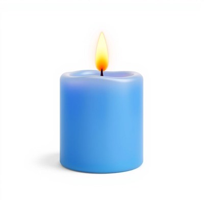 A blue candle burns brightly
