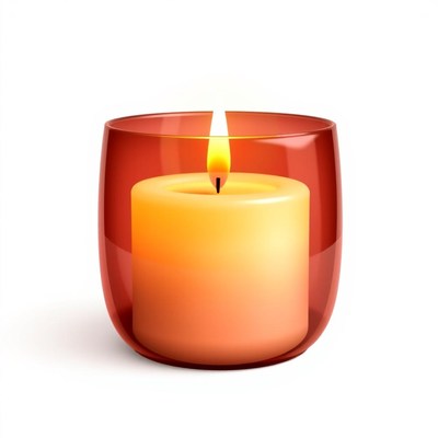 A single candle burns in a glass holder