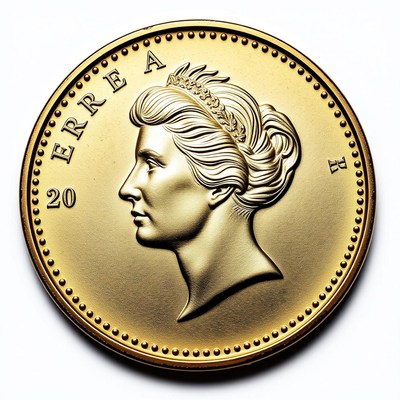 A 20 errea coin with a woman's profile