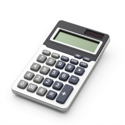 A calculator rests on a white surface