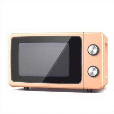 A vintage-style microwave in light peach