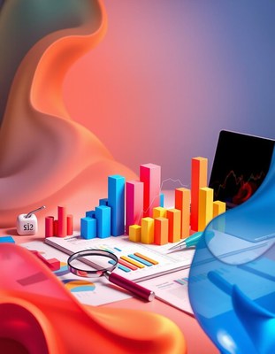 Colorful bar graphs on a desk