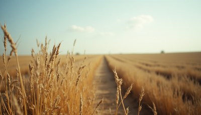 A path winds through a field of golden wheat